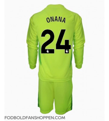 Manchester United Andre Onana #24 Målmand Udebanetrøje Børn 2024-25 Langærmet (+ Korte bukser)